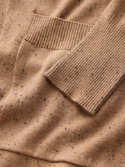 Camel Neppy Soft Touch Cotton Rich Longline Cardigan - Image 3 of 3