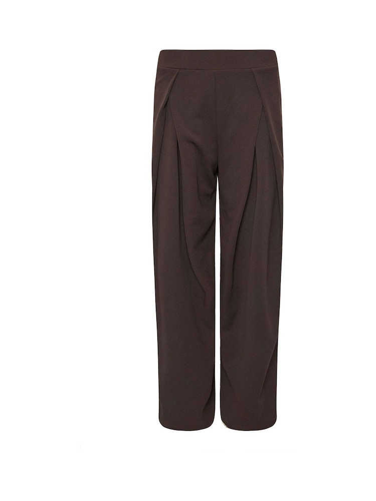 PixieGirl Petite Brown Scuba Wrap Pleated Wide Leg Trousers - Image 5 of 5 PixieGirl Petite Brown Scuba Wrap Pleated Wide Leg Trousers - Image 5 of 5