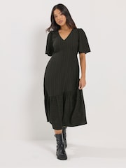 PixieGirl Petite Black Crinkle Midi Dress - Image 2 of 5