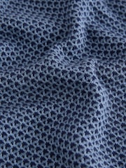 Blue/Navy Textured Knitted Popper Neck Polo Shirt (3-16yrs) - Image 4 of 4