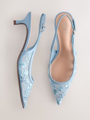 Blue Forever Comfort® Embroidered Mesh Slingback Heels - Image 5 of 8