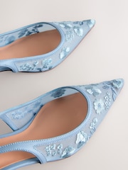 Blue Forever Comfort® Embroidered Mesh Slingback Heels - Image 7 of 8