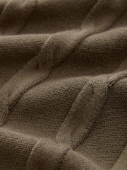 Brown/Khaki Stag Cable Knit Polo Shirt (3-16yrs) - Image 3 of 4