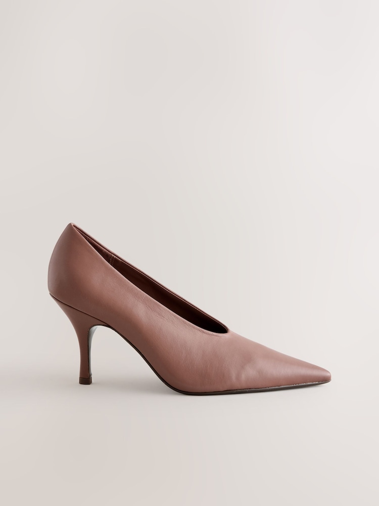 Camel Forever Comfort® Leather Highcut Court Heels - Image 1 of 9