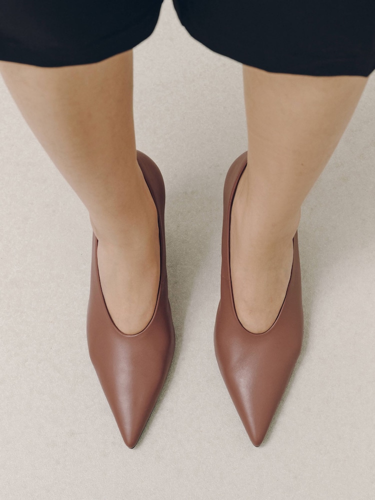 Camel Forever Comfort® Leather Highcut Court Heels - Image 2 of 9