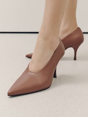 Camel Forever Comfort® Leather Highcut Court Heels - Image 3 of 9