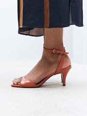 Rust Brown N.Premium Round Toe Heeled Sandals - Image 5 of 11
