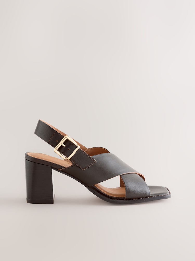 Chocolate Brown Forever Comfort® Cross Over Block Heels - Image 1 of 9 Chocolate Brown Forever Comfort® Cross Over Block Heels - Image 1 of 9