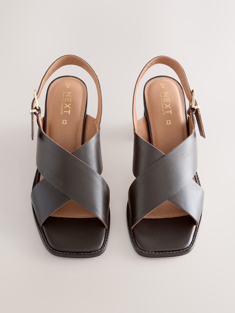 Chocolate Brown Forever Comfort® Cross Over Block Heels - Image 2 of 9 Chocolate Brown Forever Comfort® Cross Over Block Heels - Image 2 of 9