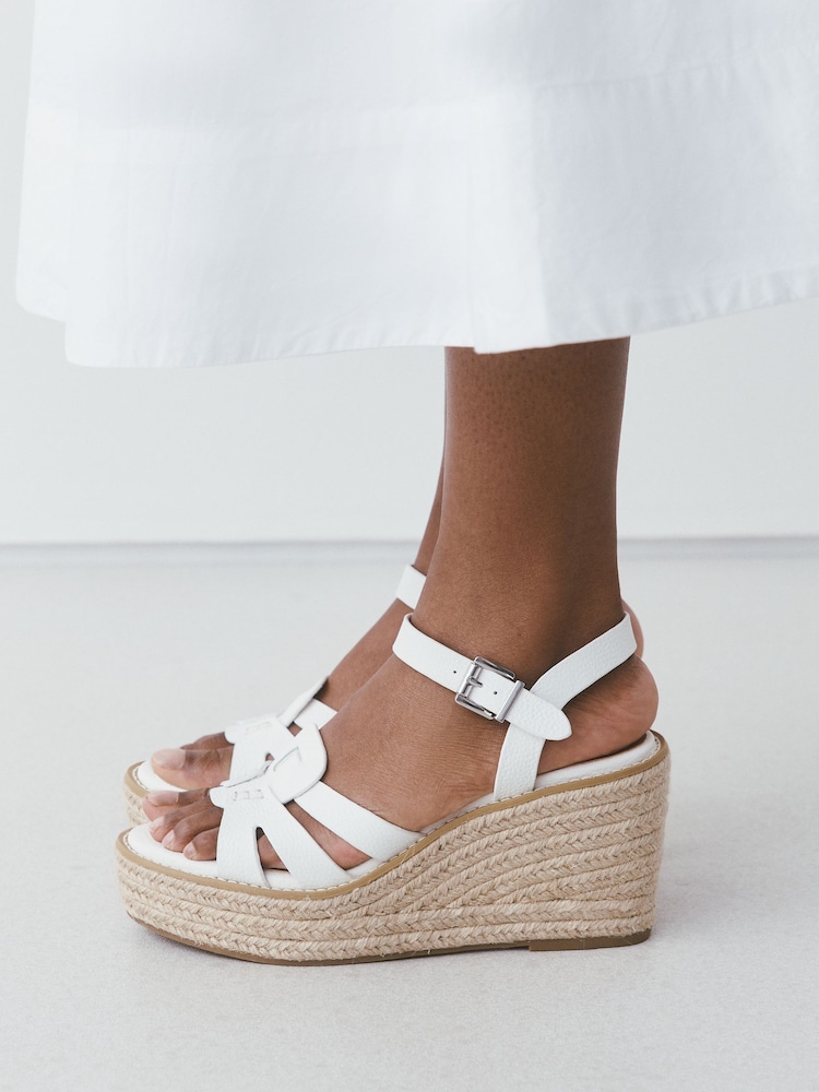 White Forever Comfort® Leather Wedges - Image 1 of 8 White Forever Comfort® Leather Wedges - Image 1 of 8