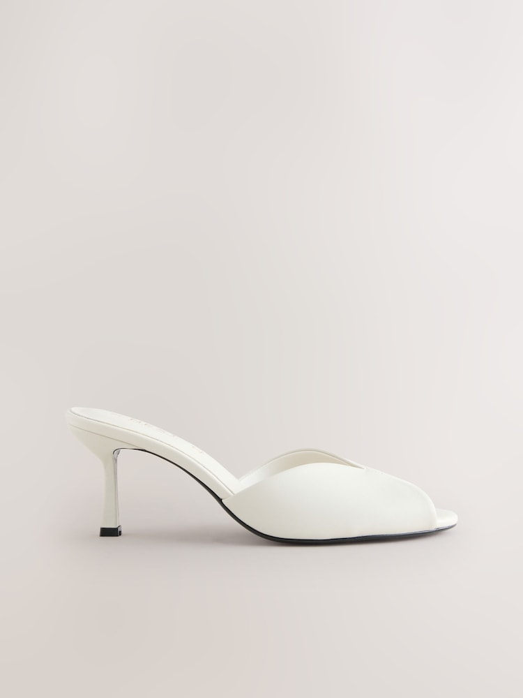 Bone Forever Comfort® Leather Peeptoe Mule Heels - Image 1 of 9