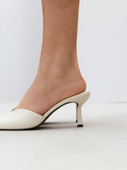 Bone Forever Comfort® Leather Peeptoe Mule Heels - Image 4 of 9