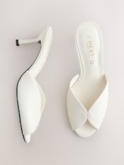 Bone Forever Comfort® Leather Peeptoe Mule Heels - Image 6 of 9