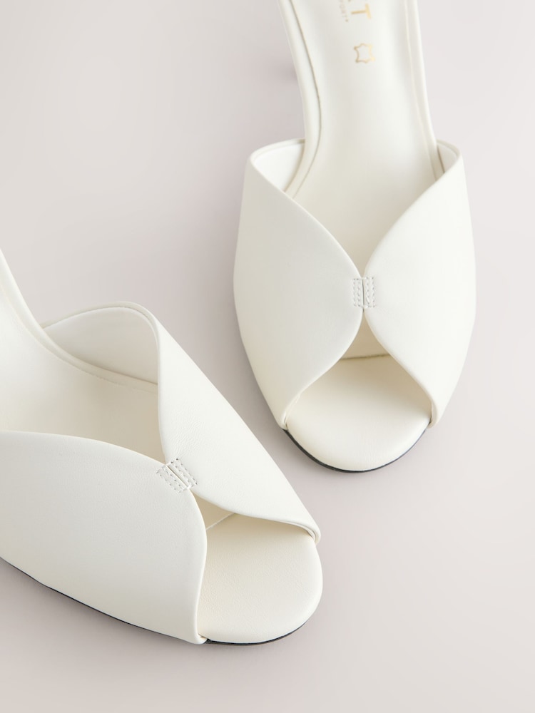 Bone Forever Comfort® Leather Peeptoe Mule Heels - Image 9 of 9