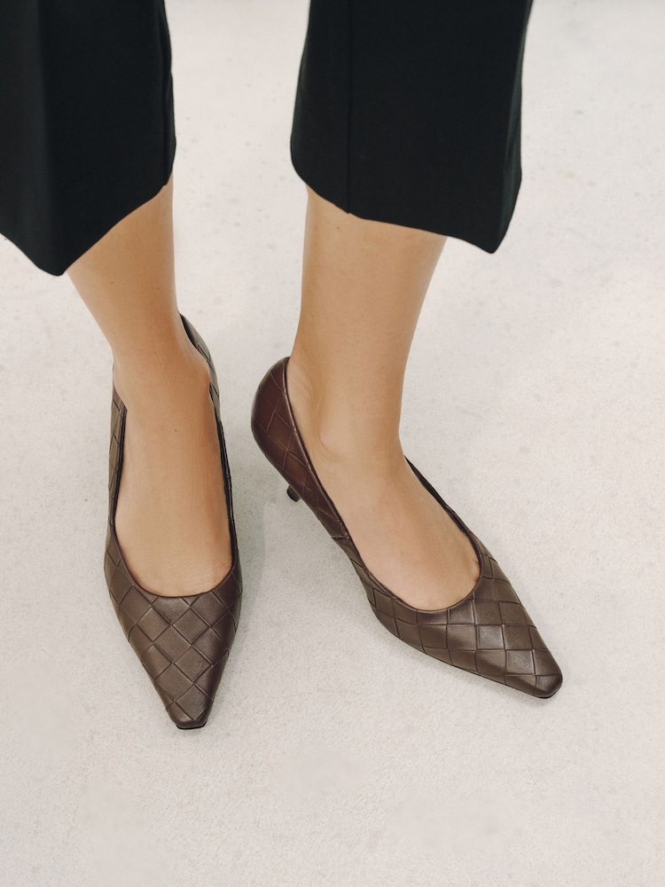 Chocolate Brown Forever Comfort® Weave Chisel Toe Court Heels - Image 1 of 4 Chocolate Brown Forever Comfort® Weave Chisel Toe Court Heels - Image 1 of 4
