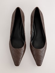 Chocolate Brown Forever Comfort® Weave Chisel Toe Court Heels - Image 6 of 9