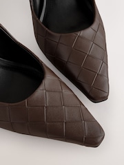 Chocolate Brown Forever Comfort® Weave Chisel Toe Court Heels - Image 8 of 9