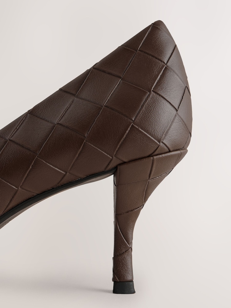 Chocolate Brown Forever Comfort® Weave Chisel Toe Court Heels - Image 9 of 9