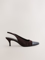 Chocolate Brown Forever Comfort® Toecap Slingback Heels - Image 1 of 9