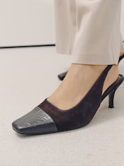 Chocolate Brown Forever Comfort® Toecap Slingback Heels - Image 3 of 9