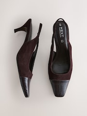 Chocolate Brown Forever Comfort® Toecap Slingback Heels - Image 6 of 9