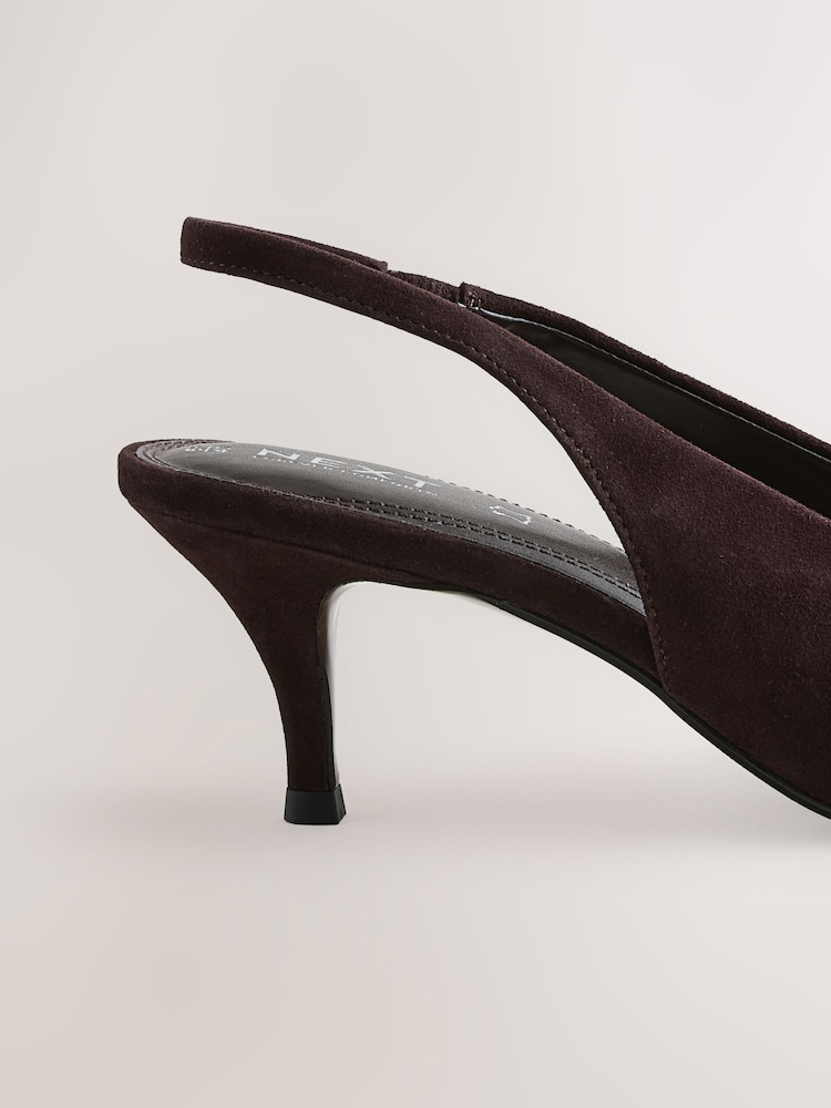 Chocolate Brown Forever Comfort® Toecap Slingback Heels - Image 9 of 9 Chocolate Brown Forever Comfort® Toecap Slingback Heels - Image 9 of 9