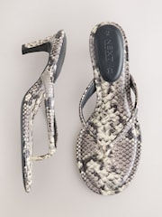 Grey Forever Comfort® Round Toe Leather Toe Post Heels - Image 6 of 9