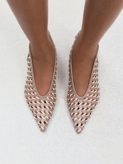 Nude Forever Comfort® Weave Slingback Heels - Image 1 of 5