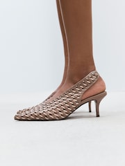 Nude Forever Comfort® Weave Slingback Heels - Image 4 of 5