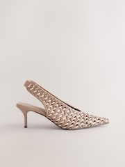 Nude Forever Comfort® Weave Slingback Heels - Image 6 of 10