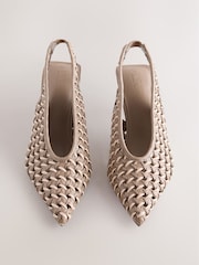 Nude Forever Comfort® Weave Slingback Heels - Image 7 of 10