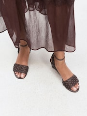 Chocolate Brown Forever Comfort® Weave Flower Wedges - Image 1 of 4
