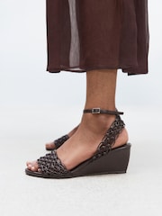 Chocolate Brown Forever Comfort® Weave Flower Wedges - Image 2 of 4