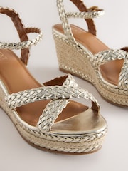 Gold Forever Comfort® Plait Crossover Wedges - Image 8 of 9