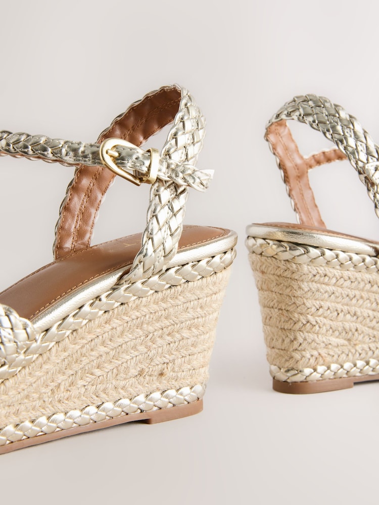 Gold Forever Comfort® Plait Crossover Wedges - Image 9 of 9