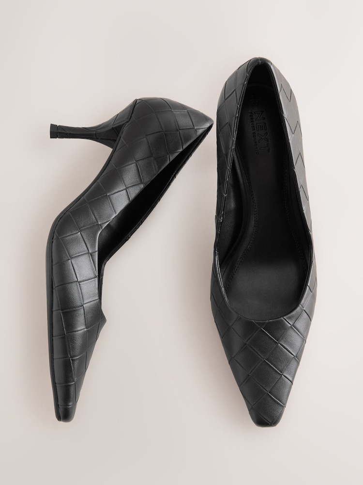 Black Forever Comfort® Weave Chisel Toe Court Heels - Image 2 of 9 Black Forever Comfort® Weave Chisel Toe Court Heels - Image 2 of 9