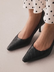 Black Forever Comfort® Weave Chisel Toe Court Heels - Image 6 of 9