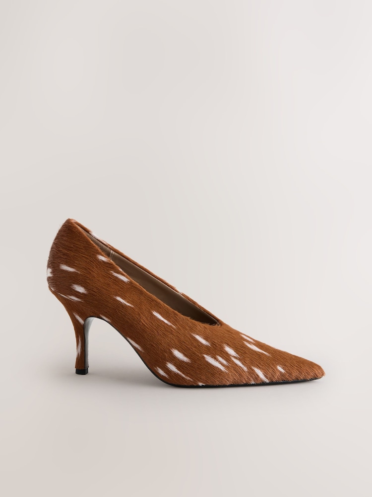 Brown Forever Comfort® Leather Highcut Court Heels - Image 1 of 5