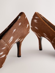 Brown Forever Comfort® Leather Highcut Court Heels - Image 4 of 5