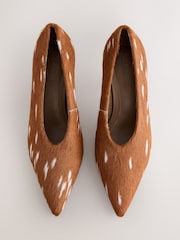 Brown Forever Comfort® Leather Highcut Court Heels - Image 7 of 10