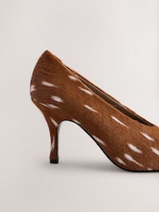 Brown Forever Comfort® Leather Highcut Court Heels - Image 8 of 10