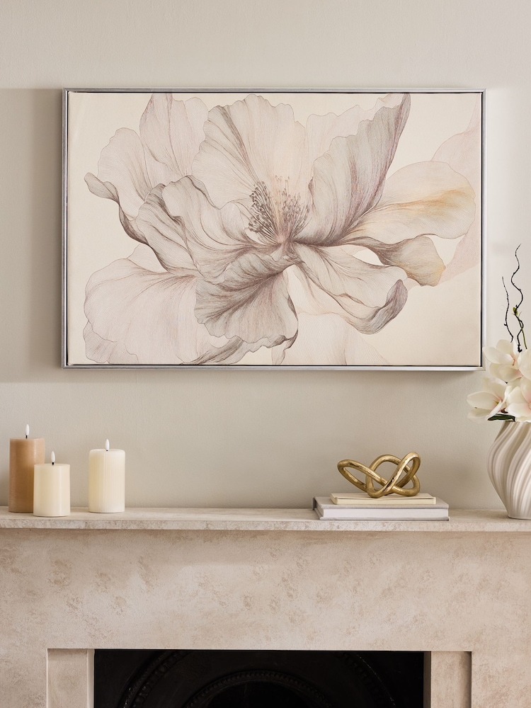 Lipsy Grey Graphic Floral Wall Art - Image 1 of 6