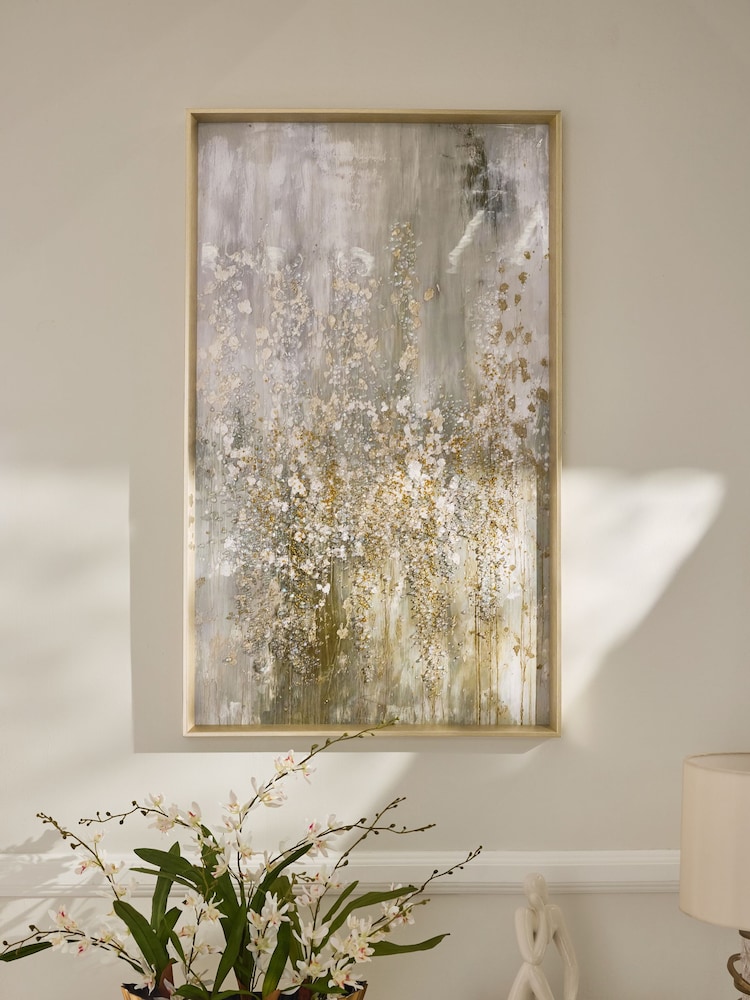 Lipsy Gold Crystal Effect Abstract Wall Art - Image 1 of 6