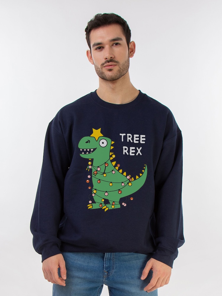 Brands In Blue Men Christmas Tree Rex Burgundy 100% Cotton Sweattop - Image 1 of 4 Brands In Blue Men Christmas Tree Rex Burgundy 100% Cotton Sweattop - Image 1 of 4