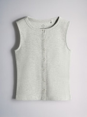 The Set Sleeveless Rib Jersey Button Through Vests 3 Pack Pink/Purple/White - Image 4 of 6