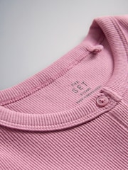 The Set Sleeveless Rib Jersey Button Through Vests 3 Pack Pink/Purple/White - Image 6 of 6