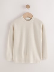 Ecru Textured Knitted Crew Neck Jumper (3-16yrs) - Image 1 of 4