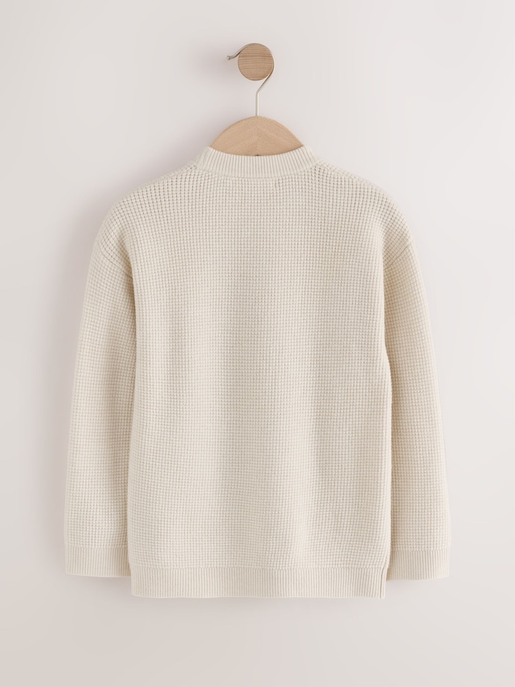 Ecru Textured Knitted Crew Neck Jumper (3-16yrs) - Image 2 of 4 Ecru Textured Knitted Crew Neck Jumper (3-16yrs) - Image 2 of 4