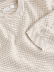Ecru Textured Knitted Crew Neck Jumper (3-16yrs) - Image 3 of 4