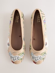 Multi Forever Comfort® Embroidered Raffia Ballet Flats - Image 1 of 9